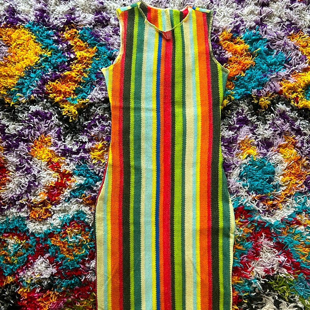 Dolls Kill Rainbow striped dress Medium